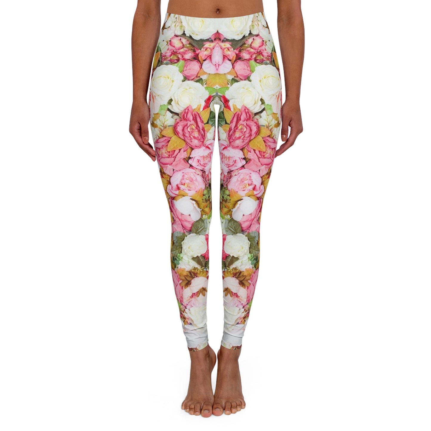 Flores rosas - Leggings de spandex para mujer Inovax