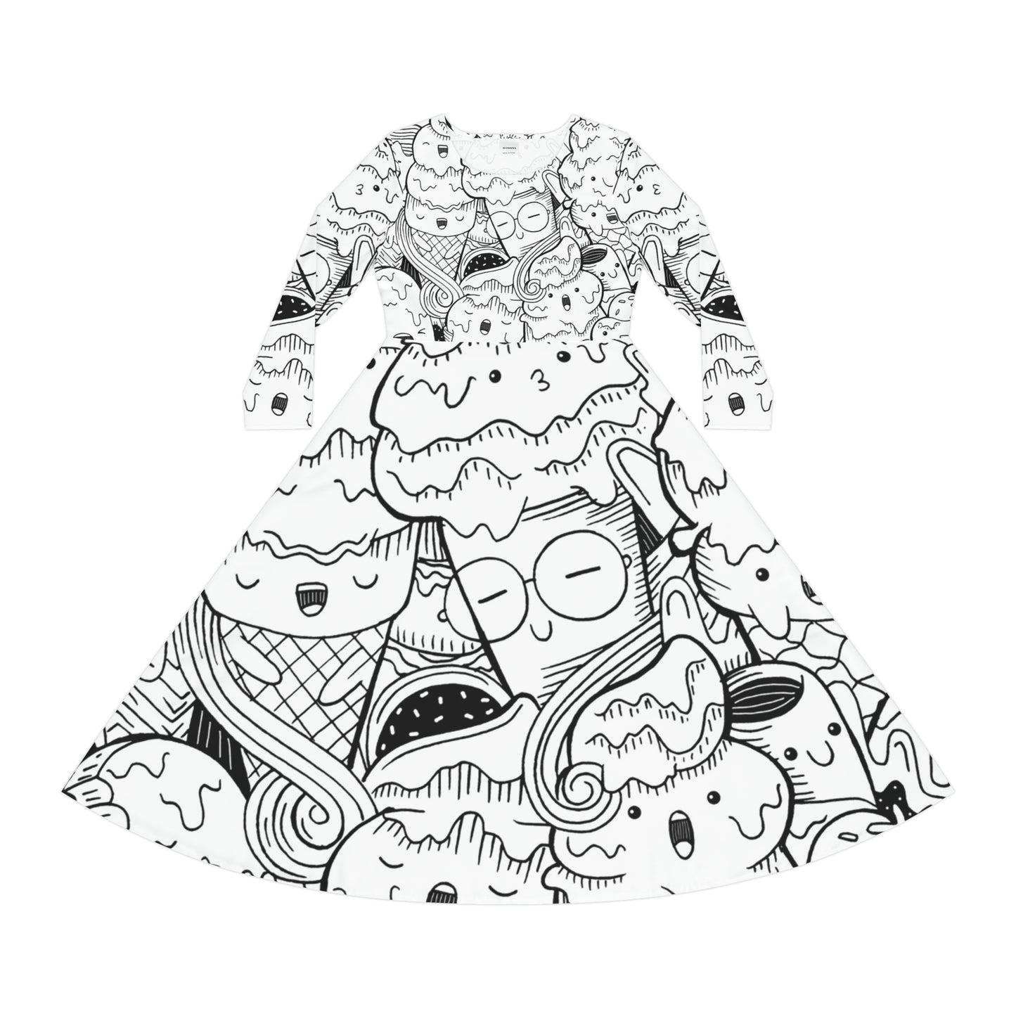 Doodle Icecream - Vestido de baile de manga larga para mujer Inovax