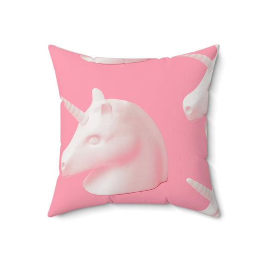 Unicornio - Almohada cuadrada de poliéster hilado Inovax