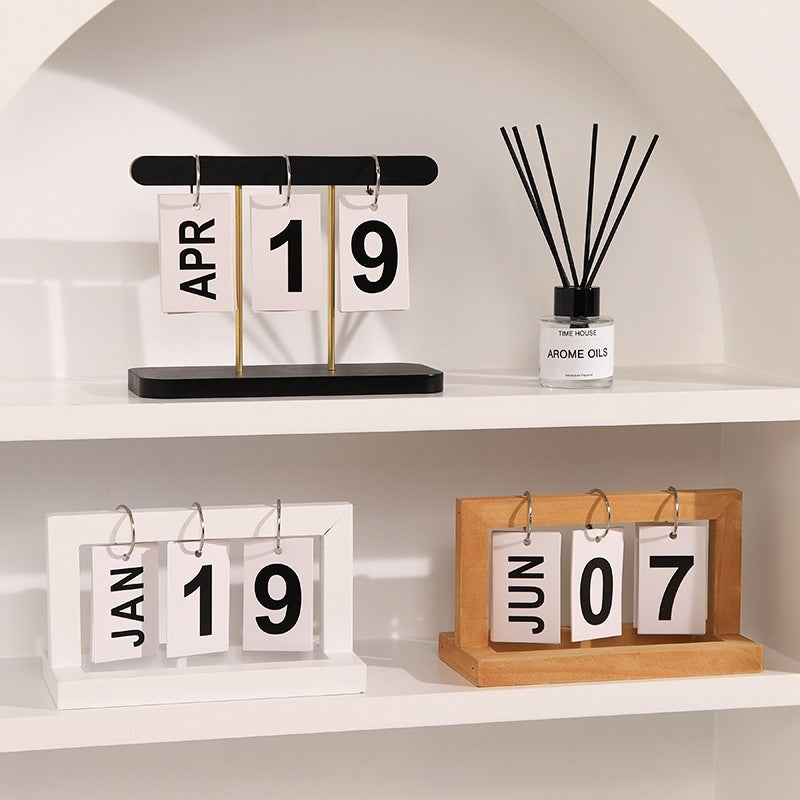 Creative Wooden Calendar Office Desktop Home Study Living Room Decoration