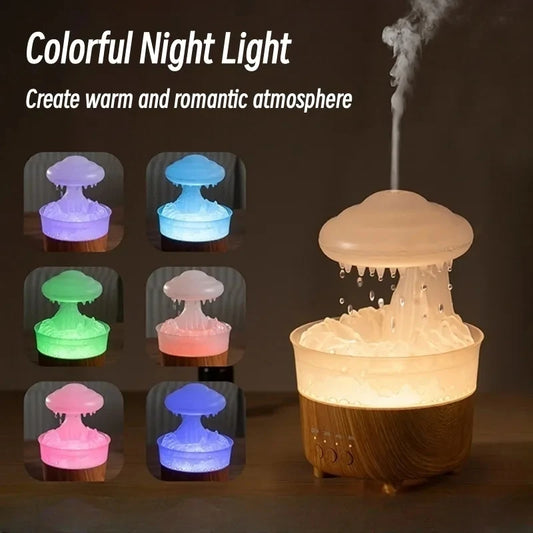 Humidificador de luz nocturna con nube de lluvia, con sonido de gota de agua de lluvia y luz Led de 7 colores, difusor de aceites esenciales para aromaterapia, 2023