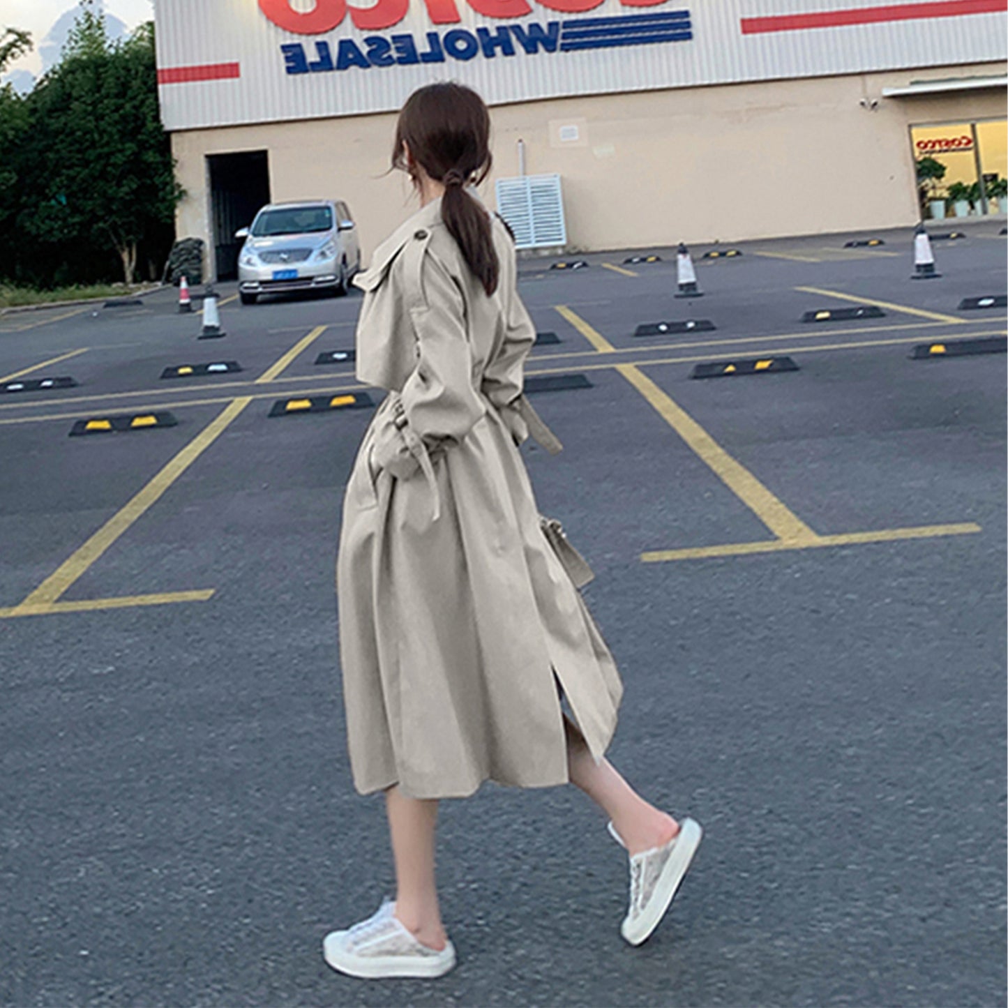 Trench-coat tendance pour femme, manteau croisé, trench-coat coréen pour femme, trench-coat oversize élégant, vêtements de printemps, vêtements pour femmes