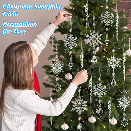 10 Uds. Colgantes para colgar árbol de Navidad, tira de hielo acrílica, adornos de Navidad para techo de nieve, decoración navideña de Año Nuevo, decoración del hogar