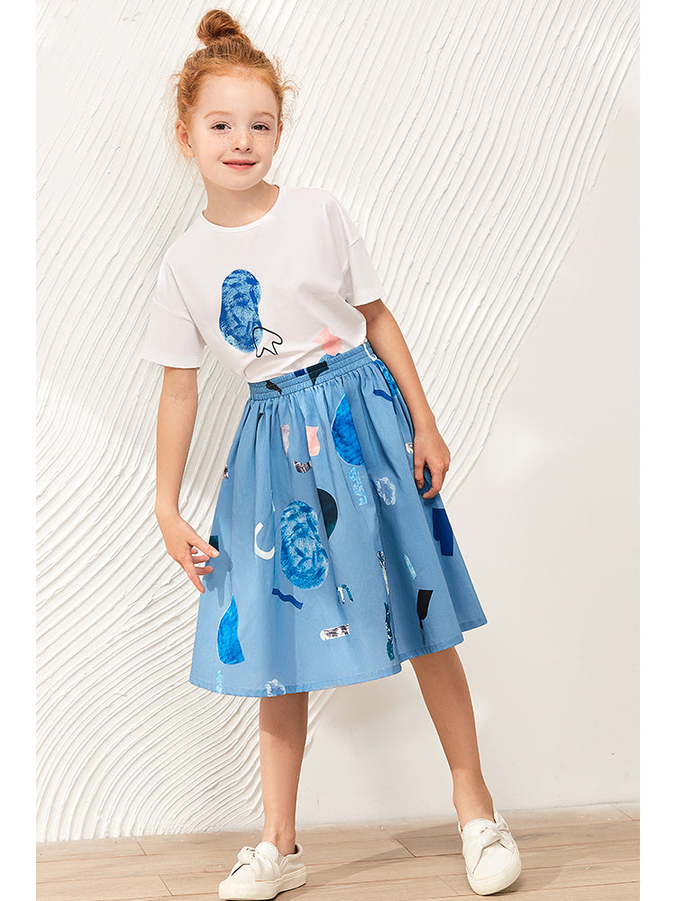 Children's Casual Short Sleeve Skirt Suit