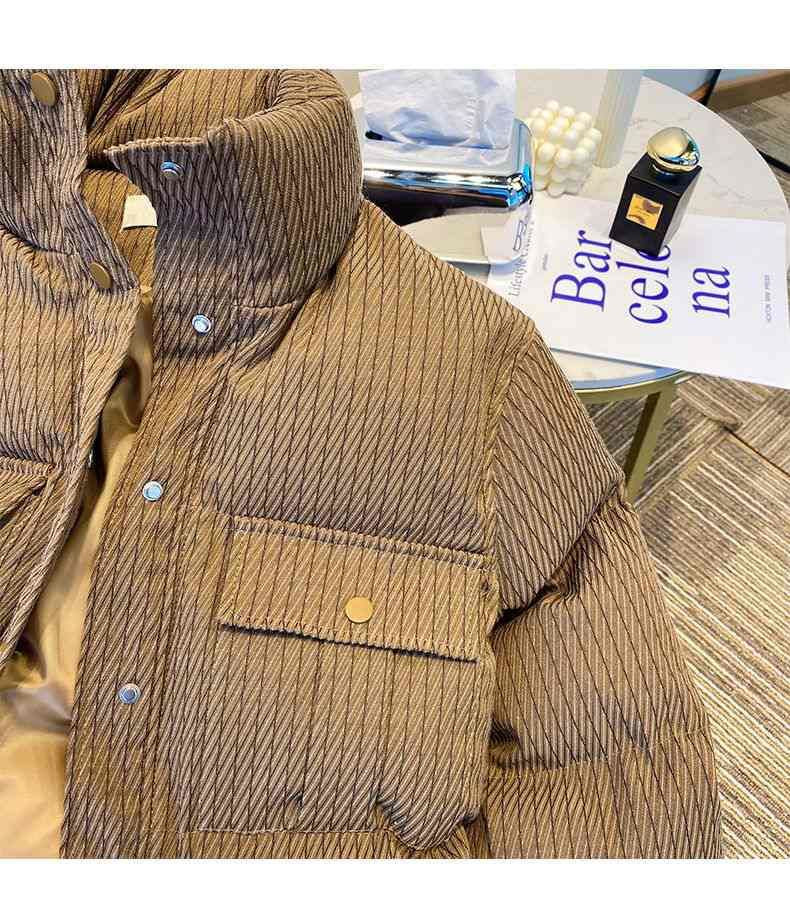 Chaqueta corta de plumón con cuello levantado retro a la moda para mujer