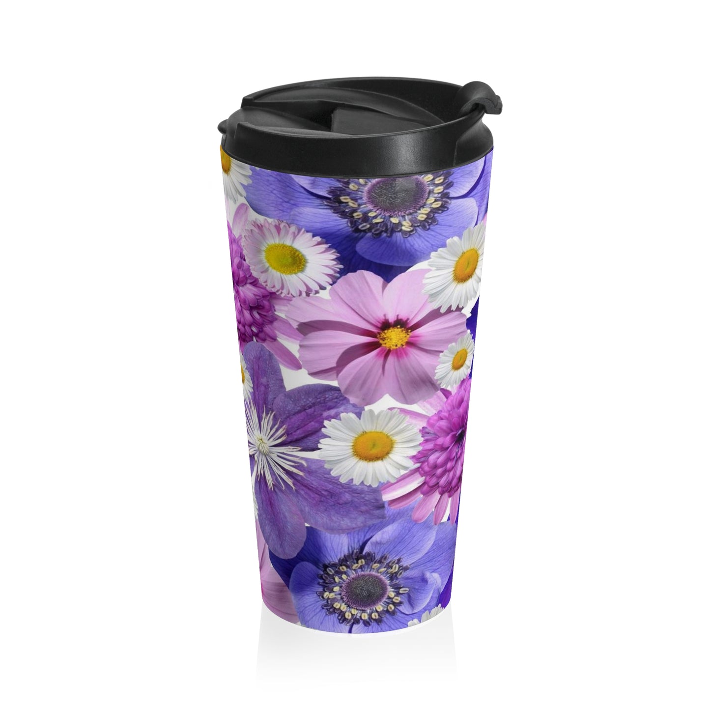 Purple Flowers - Inovax Stainless Steel Travel Mug