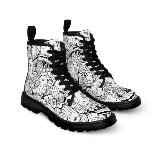 Doodle Cactus - Inovax Men's Canvas Boots