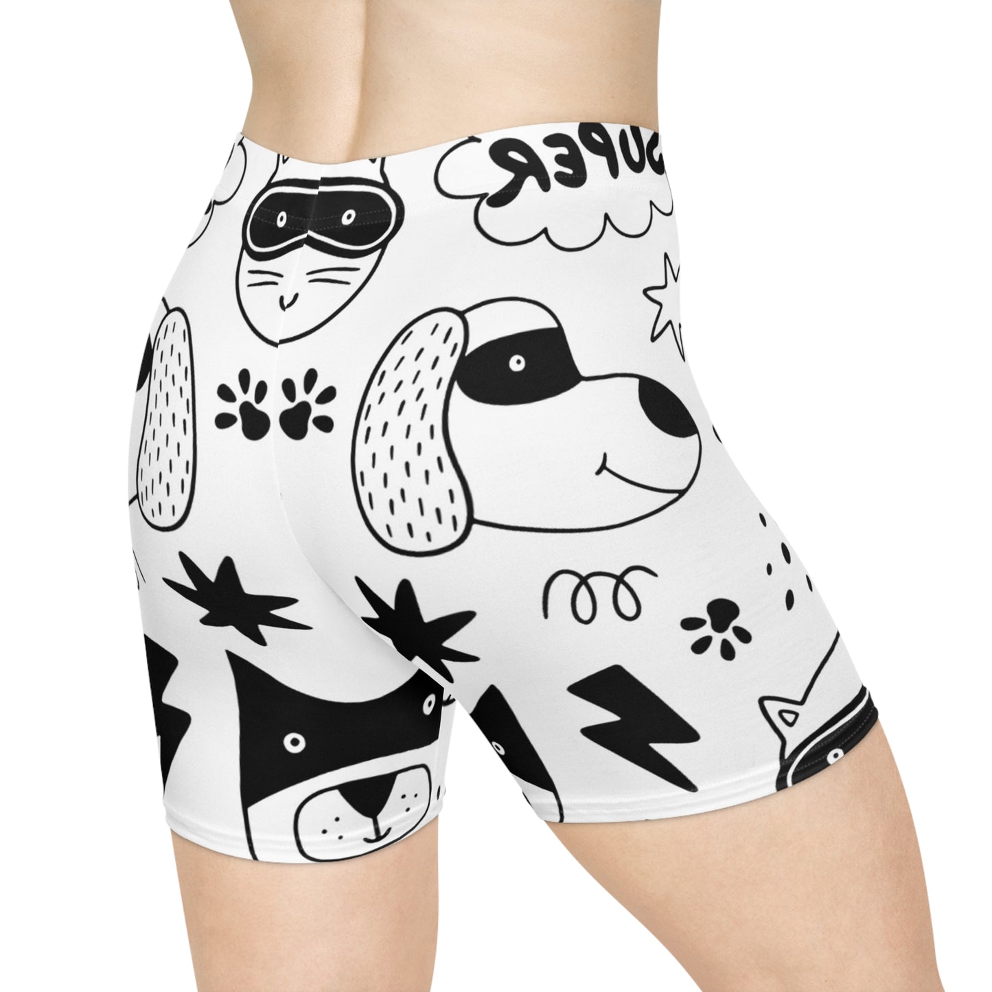 Doodle Dogs &amp; Cats - Pantalones cortos de motociclista para mujer Inovax