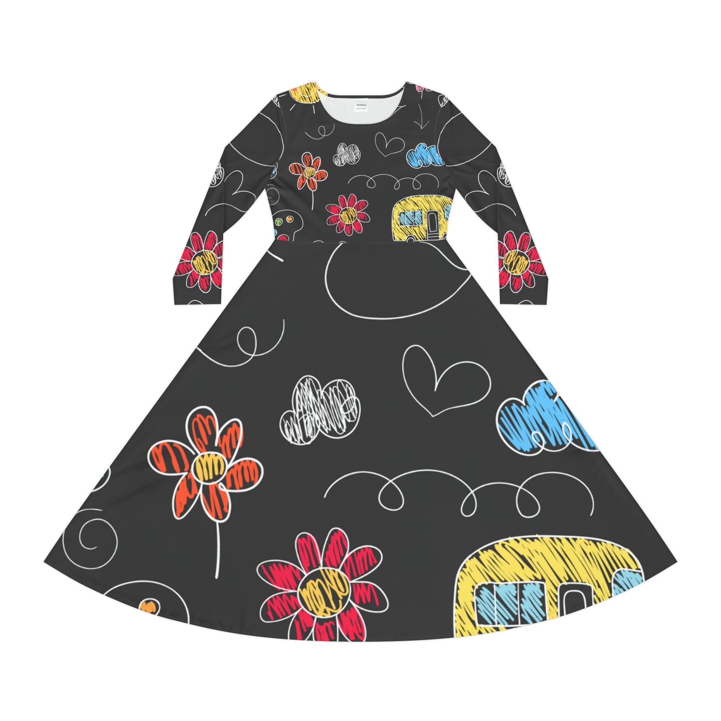 Kids Doodle Playground - Inovax Women's Long Sleeve Dance Dress