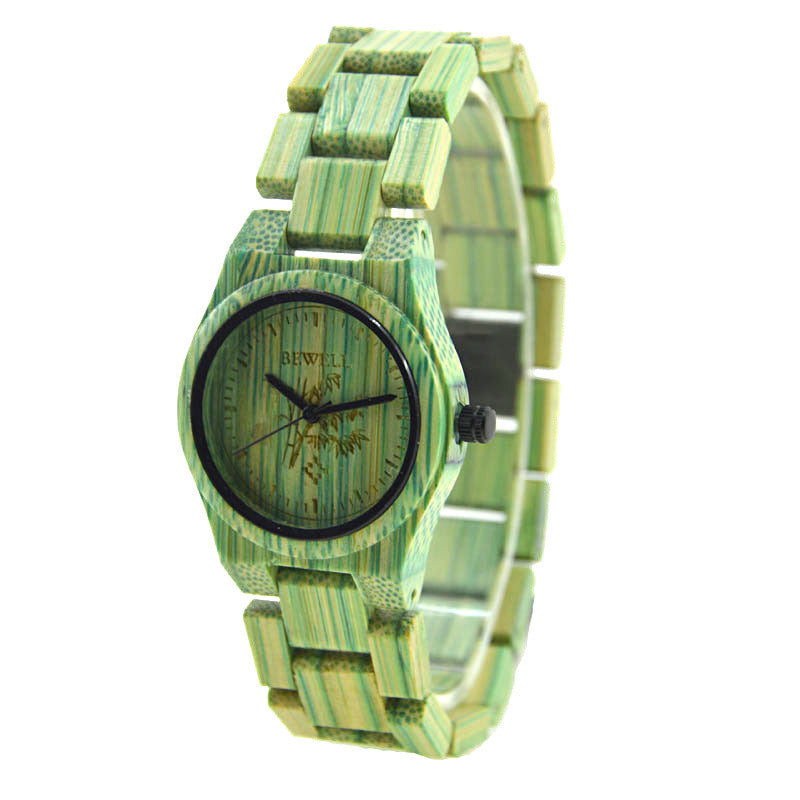 Reloj de madera dinámico color madera de bambú.