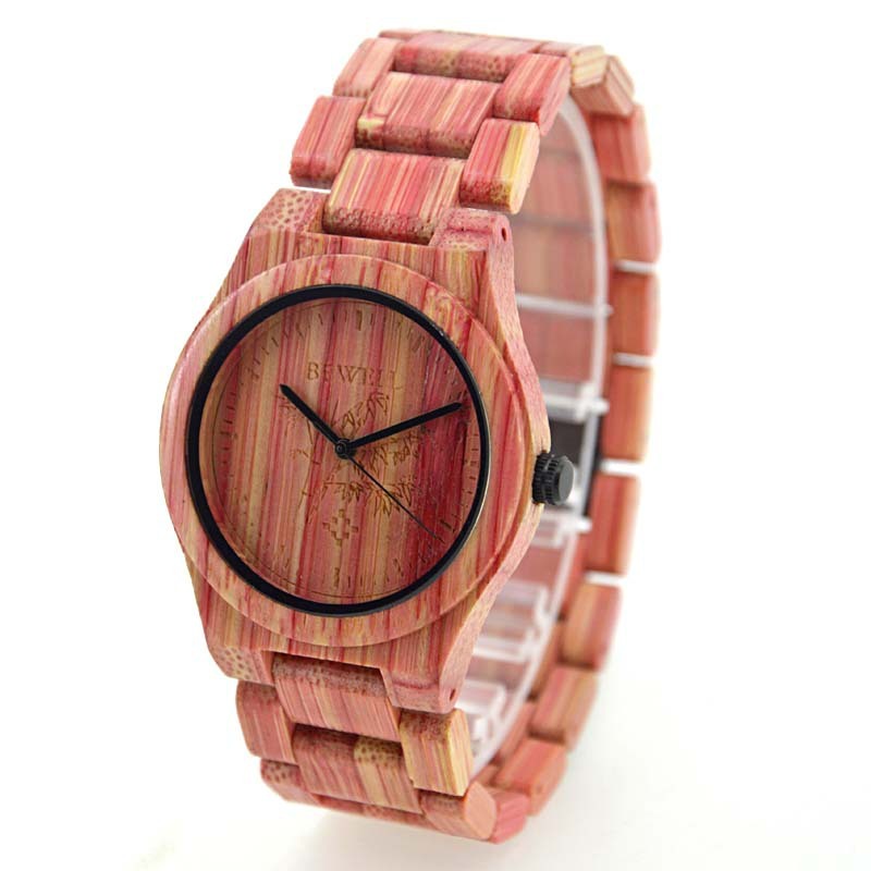 Reloj de madera dinámico color madera de bambú.