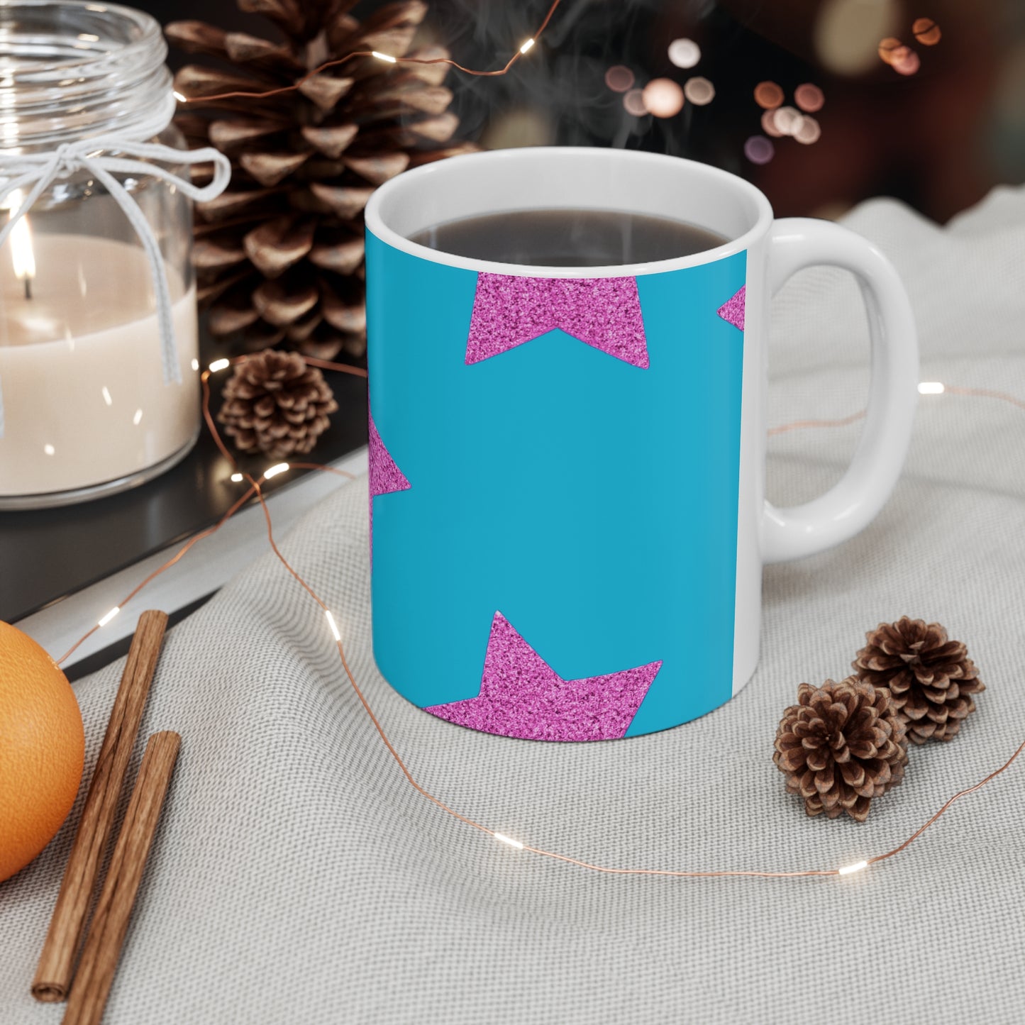 Pink Stars - Inovax Ceramic Mug 11oz