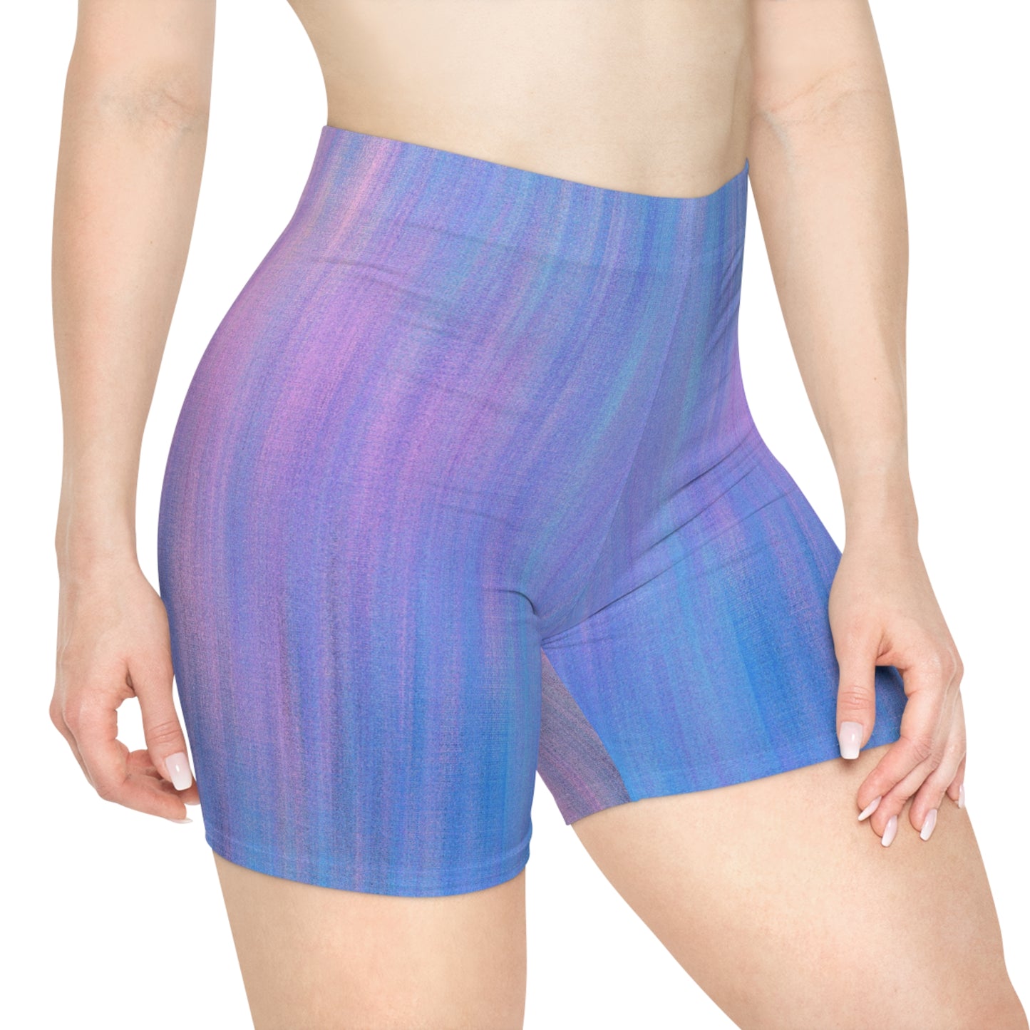 Blue & Purple Metalic - Inovax Women's Biker Shorts