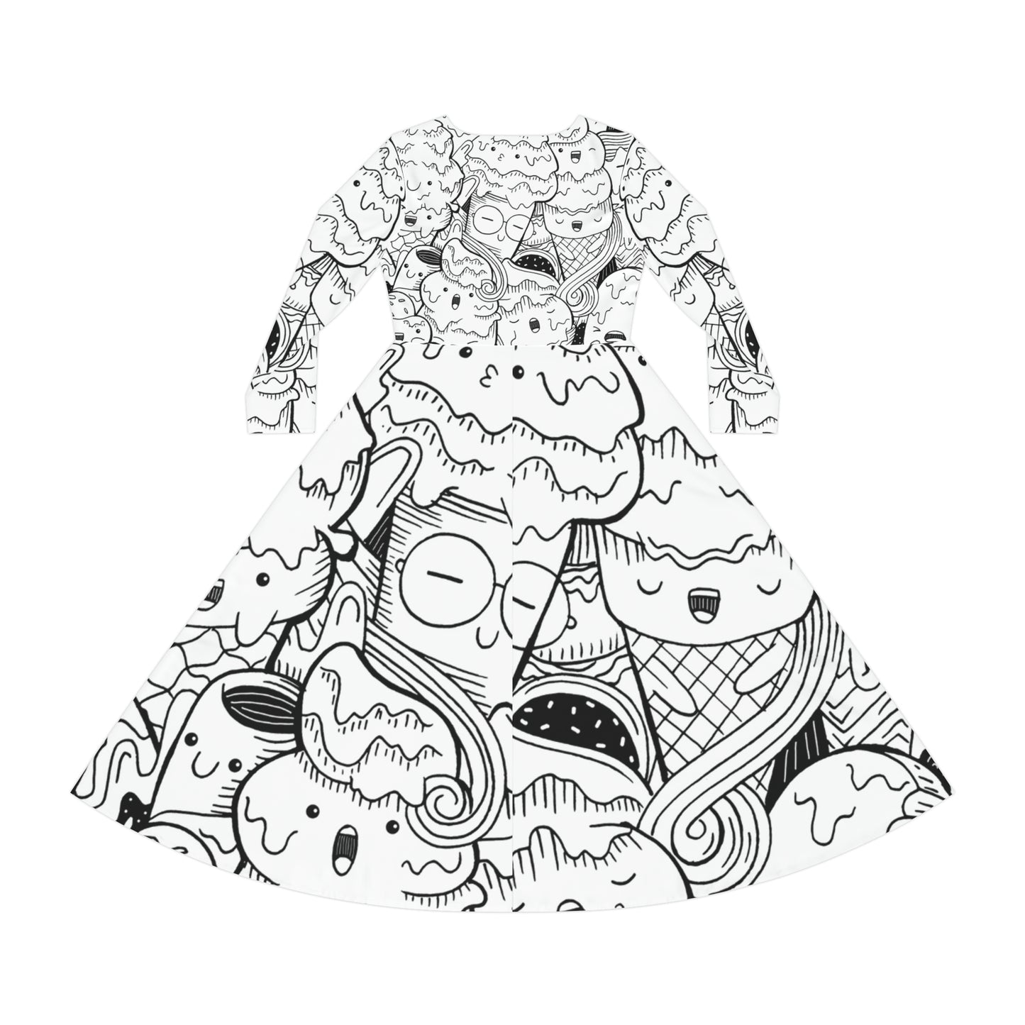 Doodle Icecream - Robe de danse à manches longues Inovax pour femmes