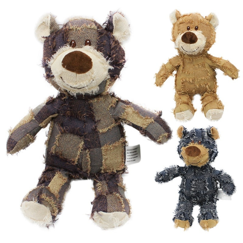 Mignon chien de compagnie chat en peluche grincement son chien jouets ours forme chiens de compagnie résistant aux morsures molaire jouets à mâcher animaux interactifs jouets de formation produits pour animaux de compagnie