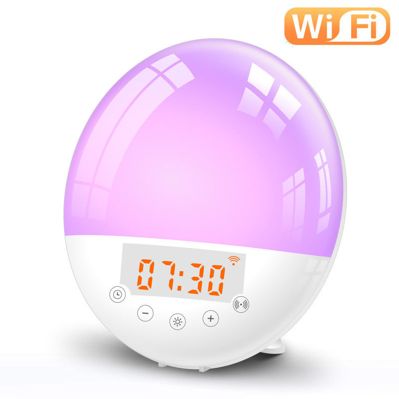 Reloj despertador inteligente con luz de amanecer y control de voz por wifi, luz natural para despertarse