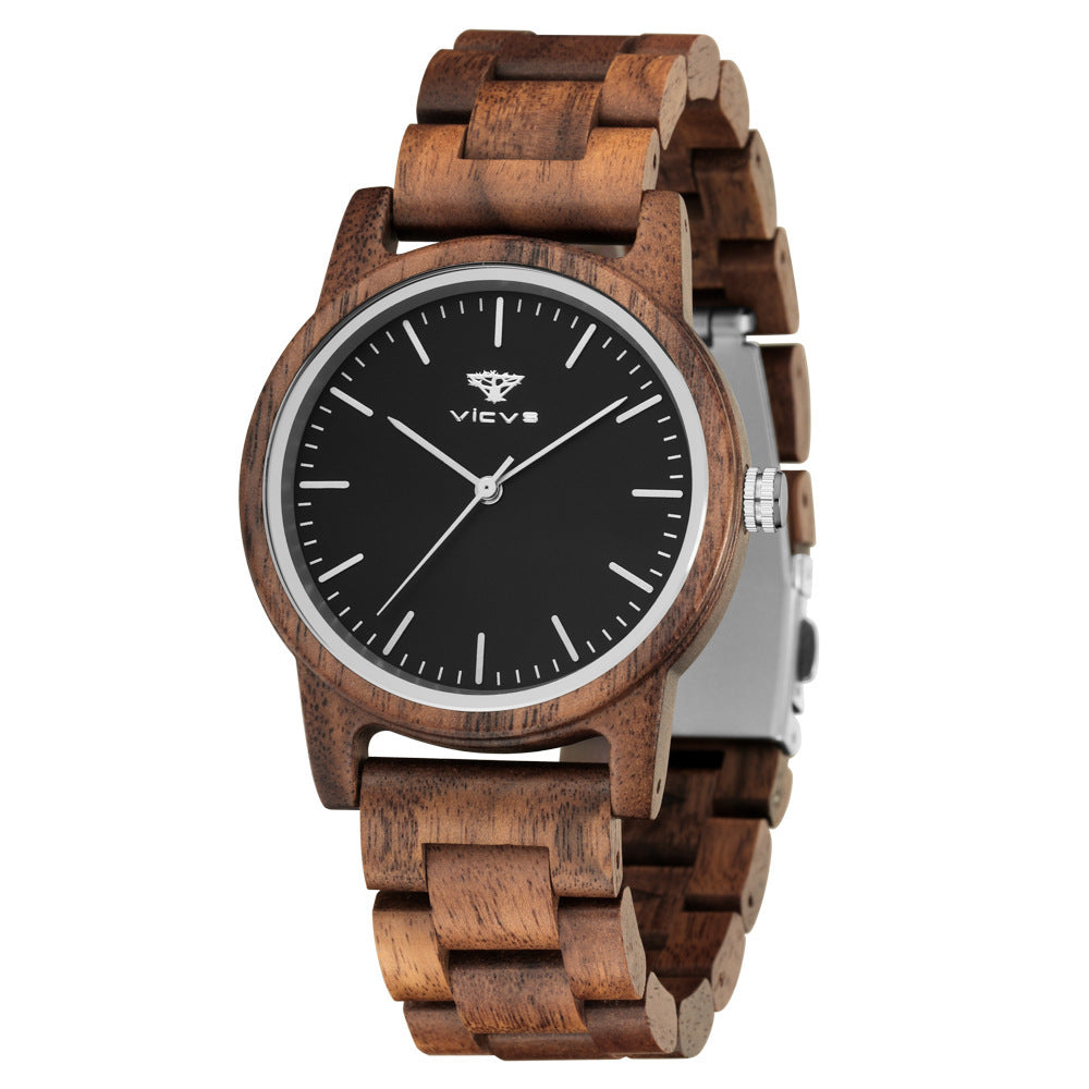 Montre à quartz en bois de mode zèbre