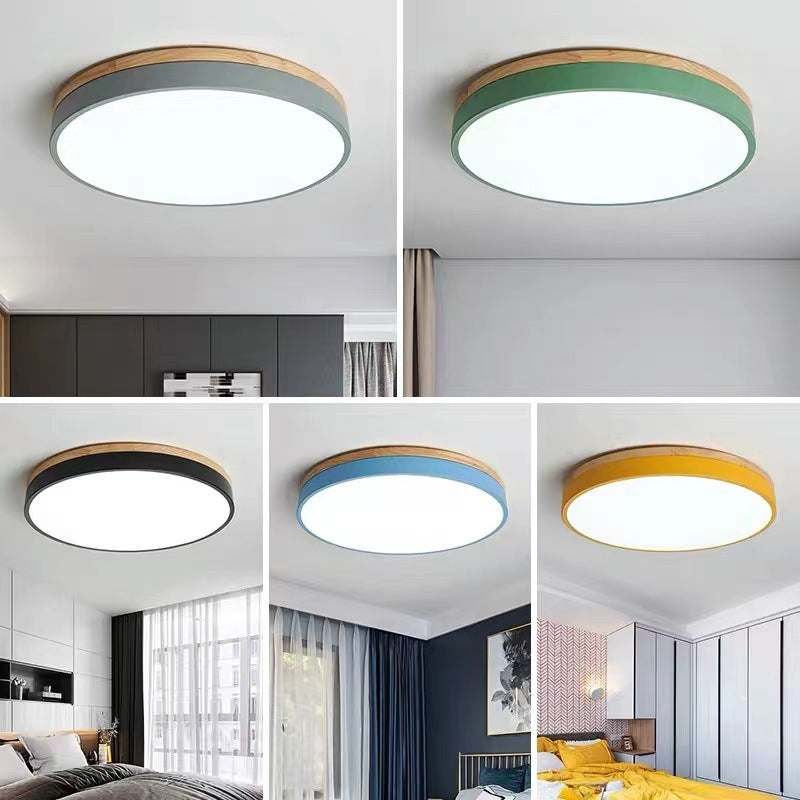 Simple Modern Wooden Lamp Cozy Bedroom Living Room L Round Ceiling