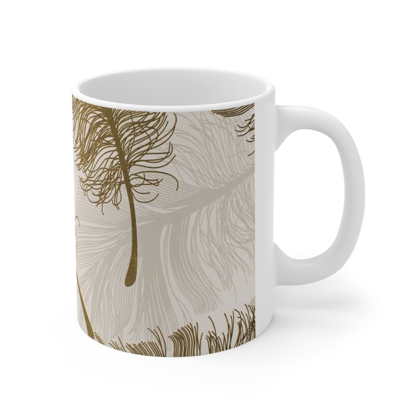 Plumes dorées - Tasse en céramique Inovax 11oz