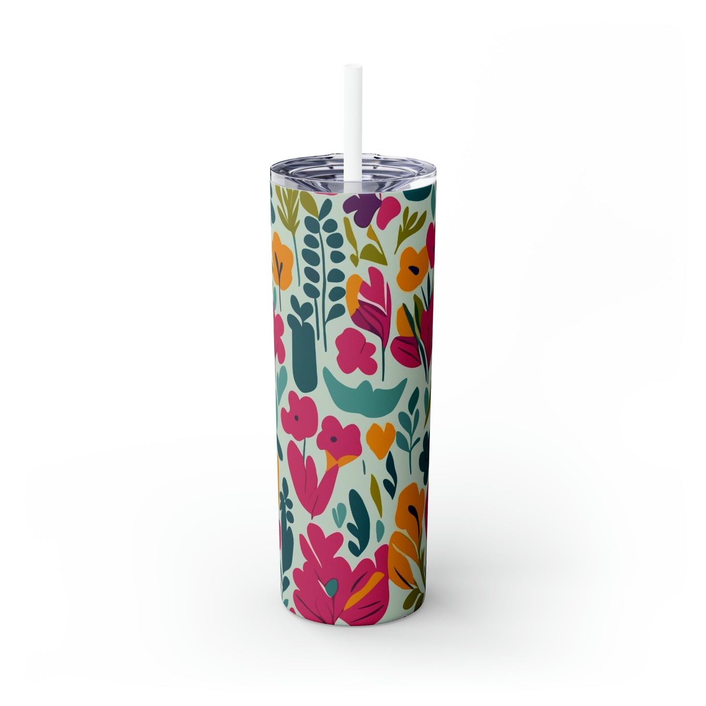 Fleurs claires - Inovax Maars® Skinny Tumbler avec Paille 20oz