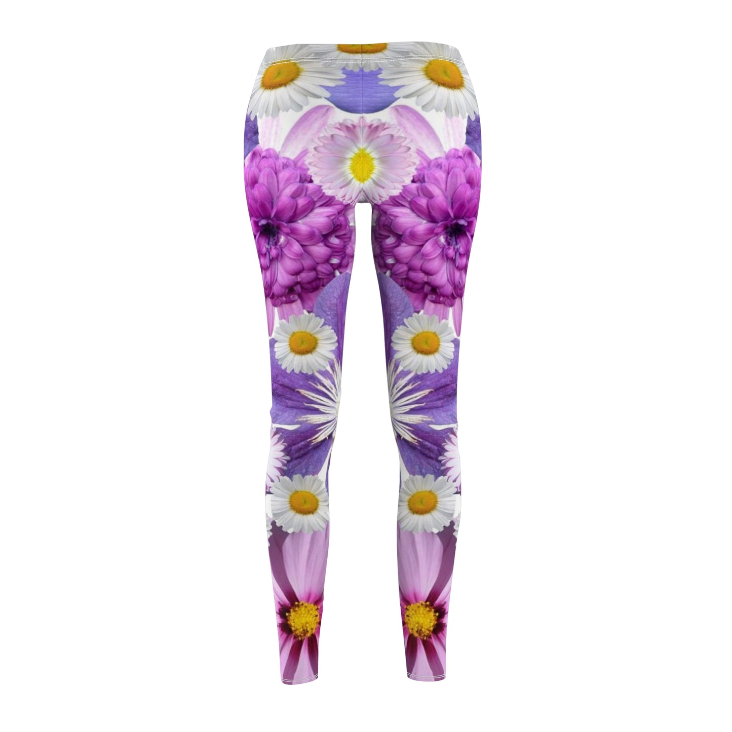 Fleurs violettes - Leggings décontractés coupés-cousus Inovax pour femmes