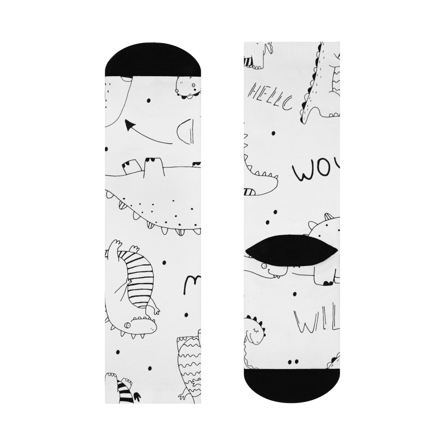 Doodle Dinosours - Inovax Cushioned Crew Socks