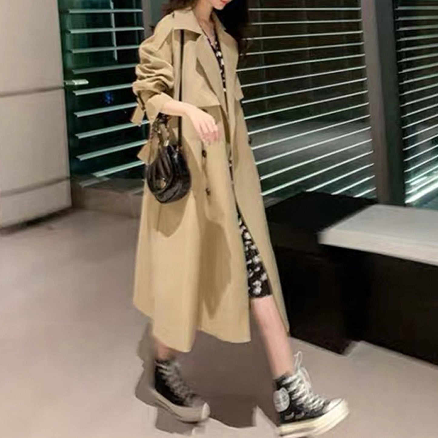 Trench-coat tendance pour femme, manteau croisé, trench-coat coréen pour femme, trench-coat oversize élégant, vêtements de printemps, vêtements pour femmes