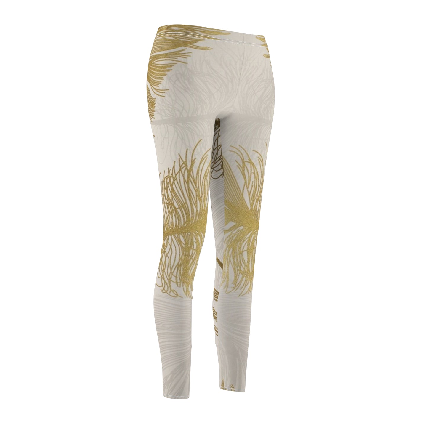 Plumas Doradas - Leggings Casuales de corte y costura de mujer Inovax