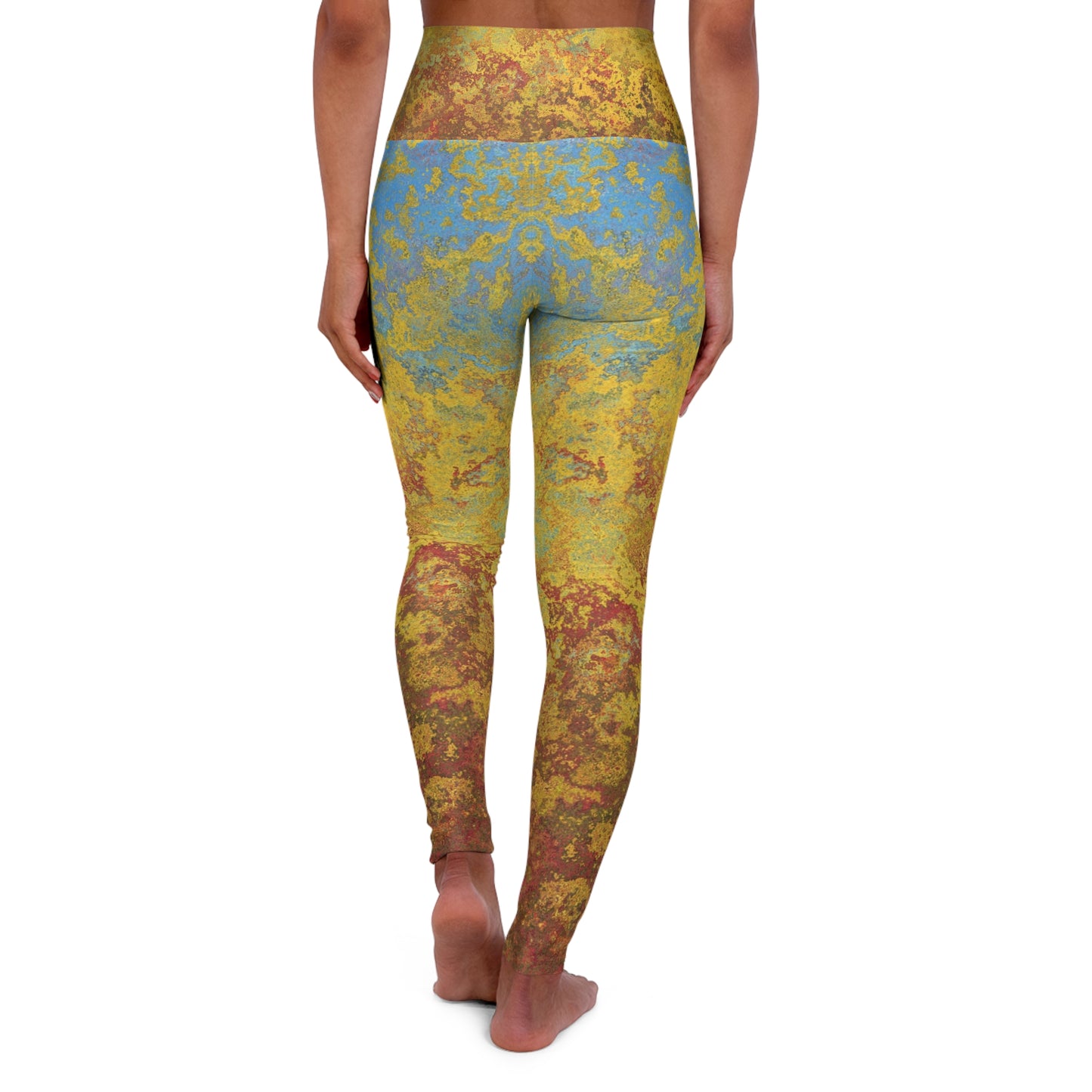 Manchas doradas y azules - Leggings de yoga de cintura alta Inovax