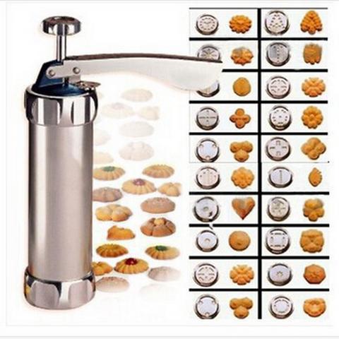 Domestic Cookie Press Kit Stainless Steel Cookie Press Making Gun Biscuits Cake Mold