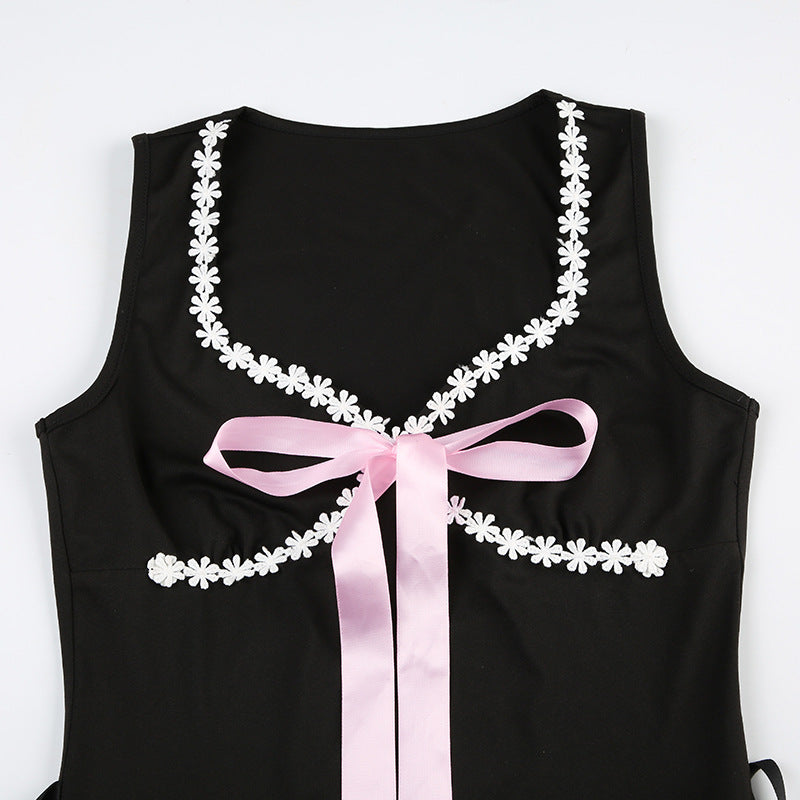 Fashion Personality Bow Suspenders Dress Women