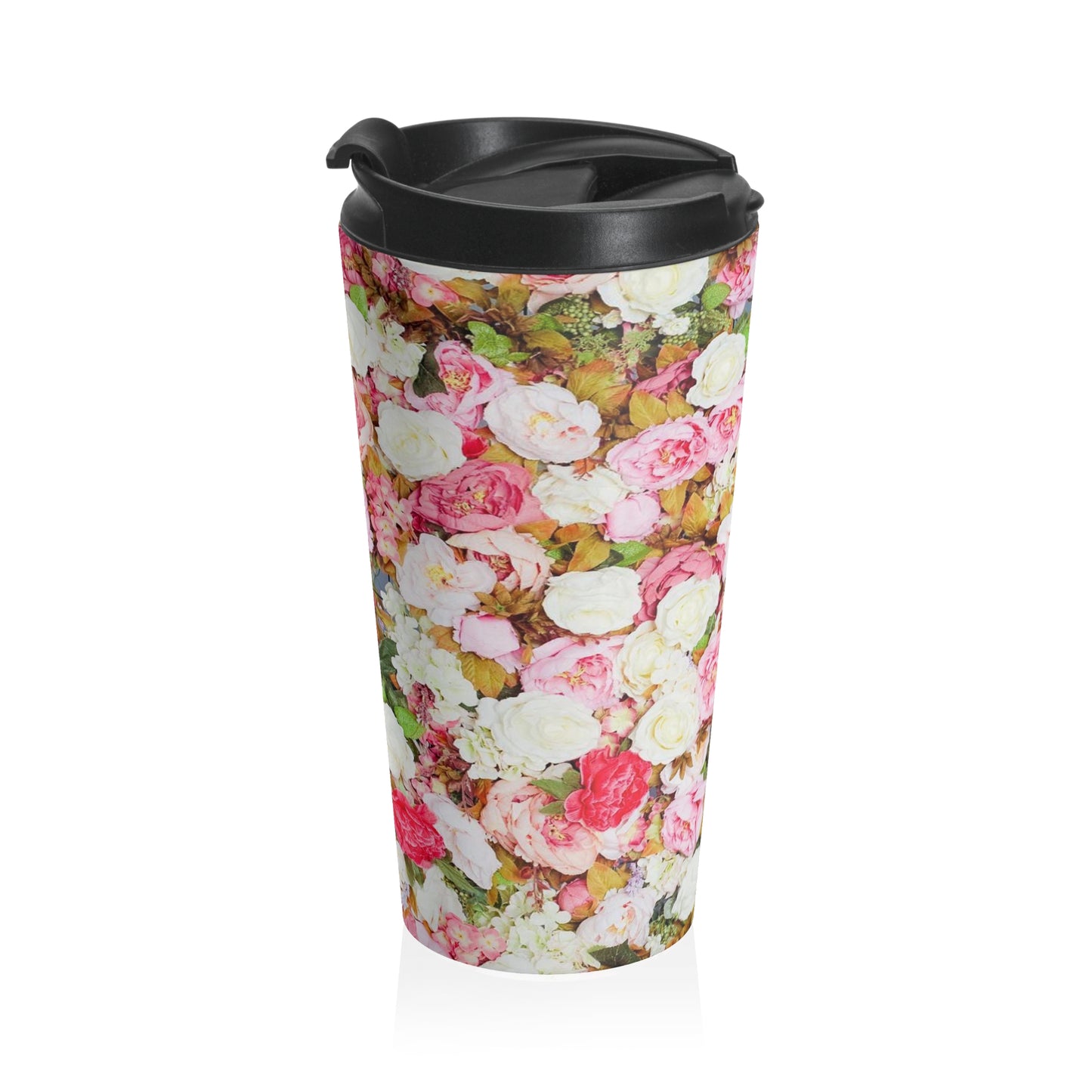 Fleurs roses - Tasse de voyage en acier inoxydable Inovax