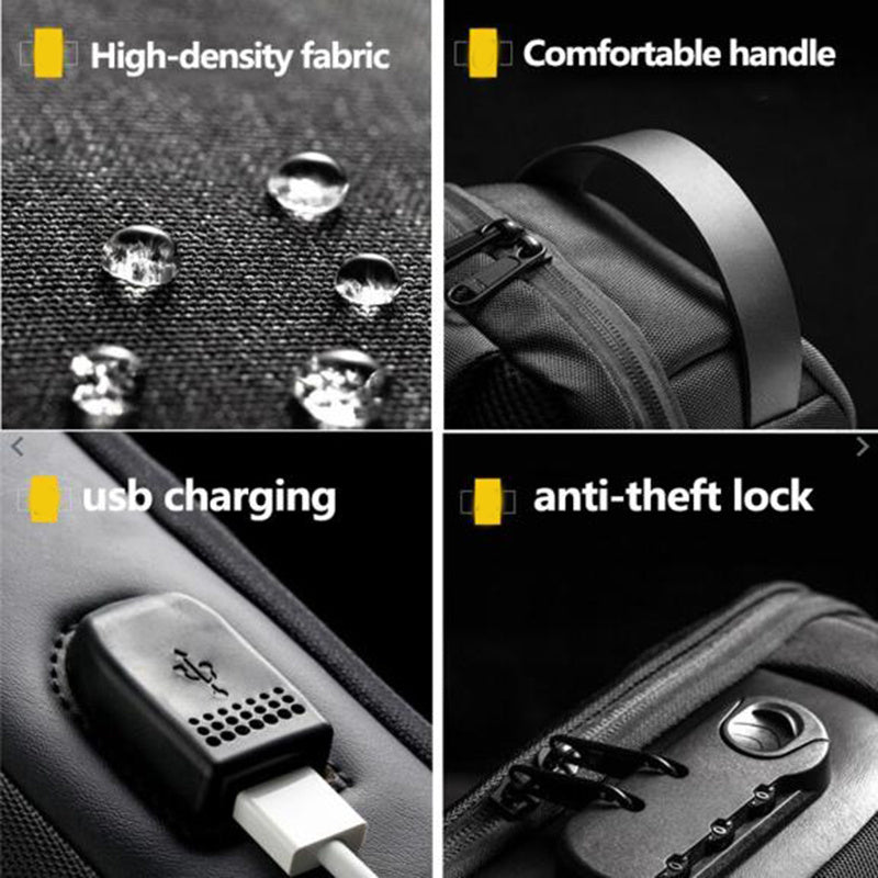 Bolso antirrobo USB impermeable para hombre, bolso de hombro tipo bandolera Oxford, bandolera de viaje corta multifunción, paquete de pecho