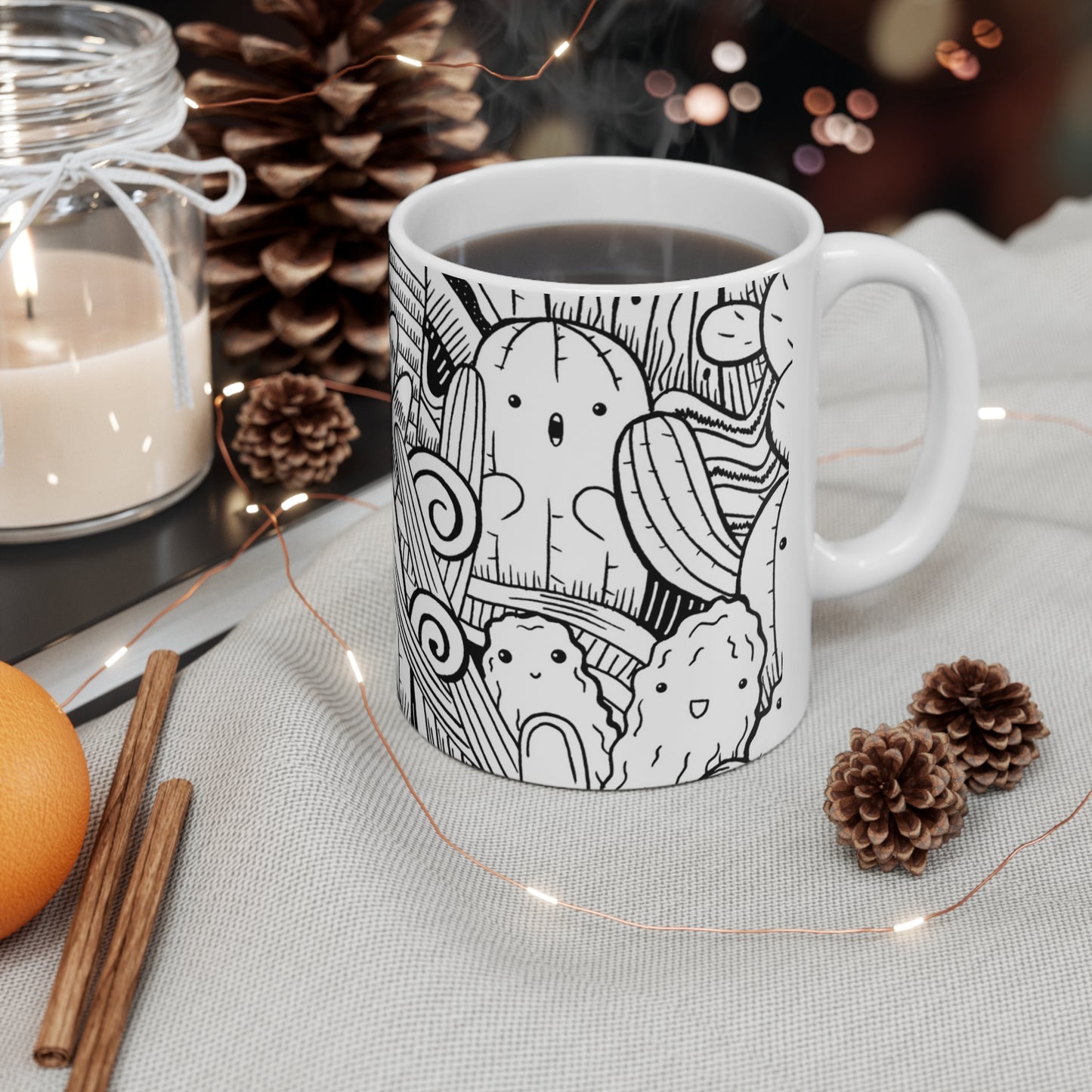 Doodle Cactus - Tasse en céramique Inovax 11oz