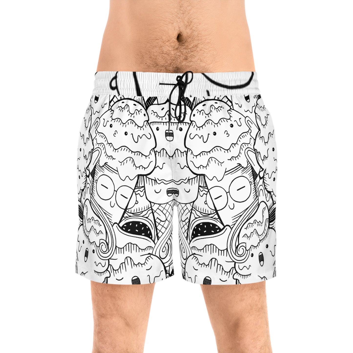 Doodle Icecream - Short de bain mi-long pour hommes Inovax