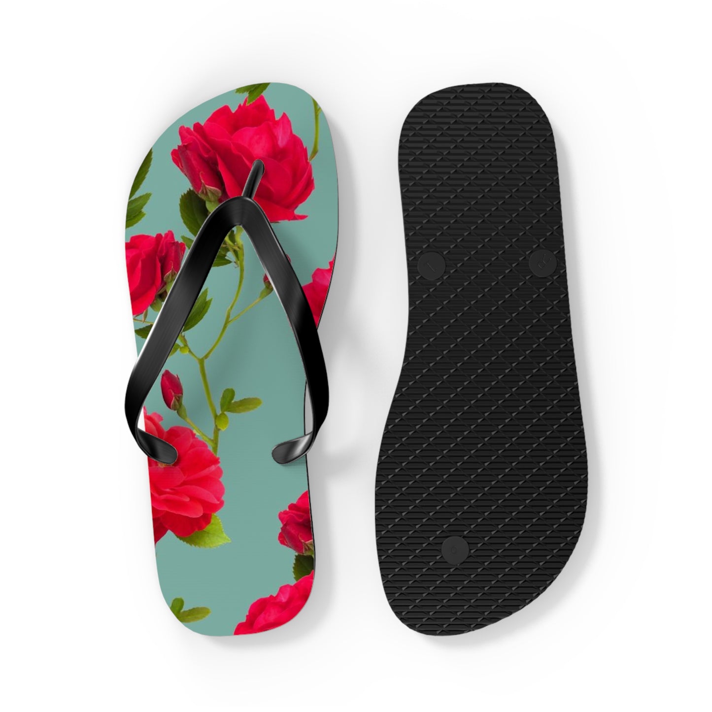 Red Flowers and blue - Inovax Flip Flops