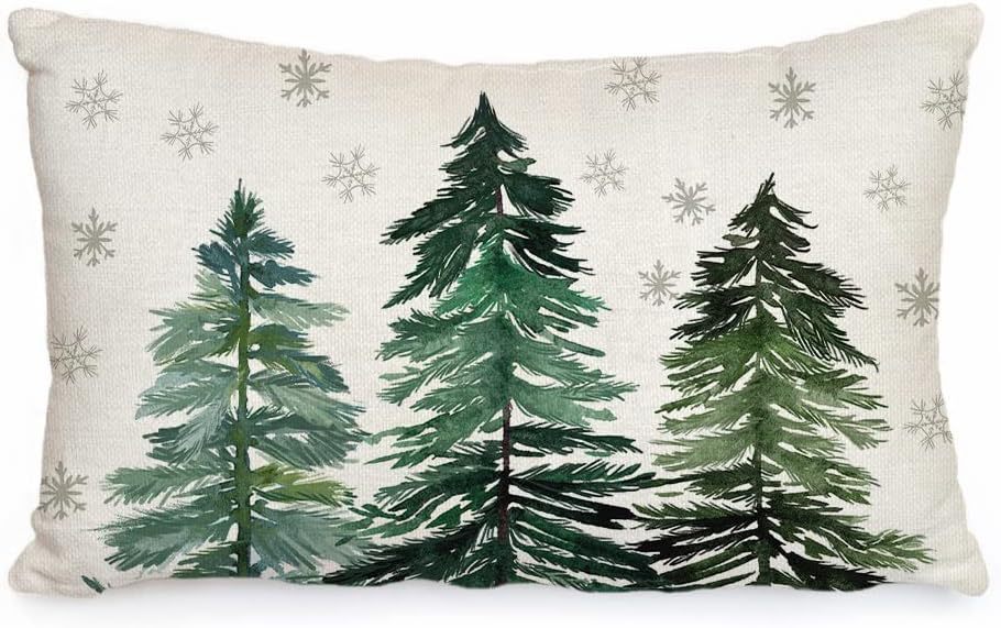 Funda de almohada de lino sencilla para Navidad, decoración para el sofá del hogar