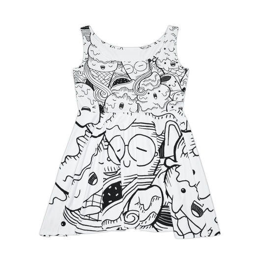 Doodle Icecream - Vestido skater para mujer Inovax