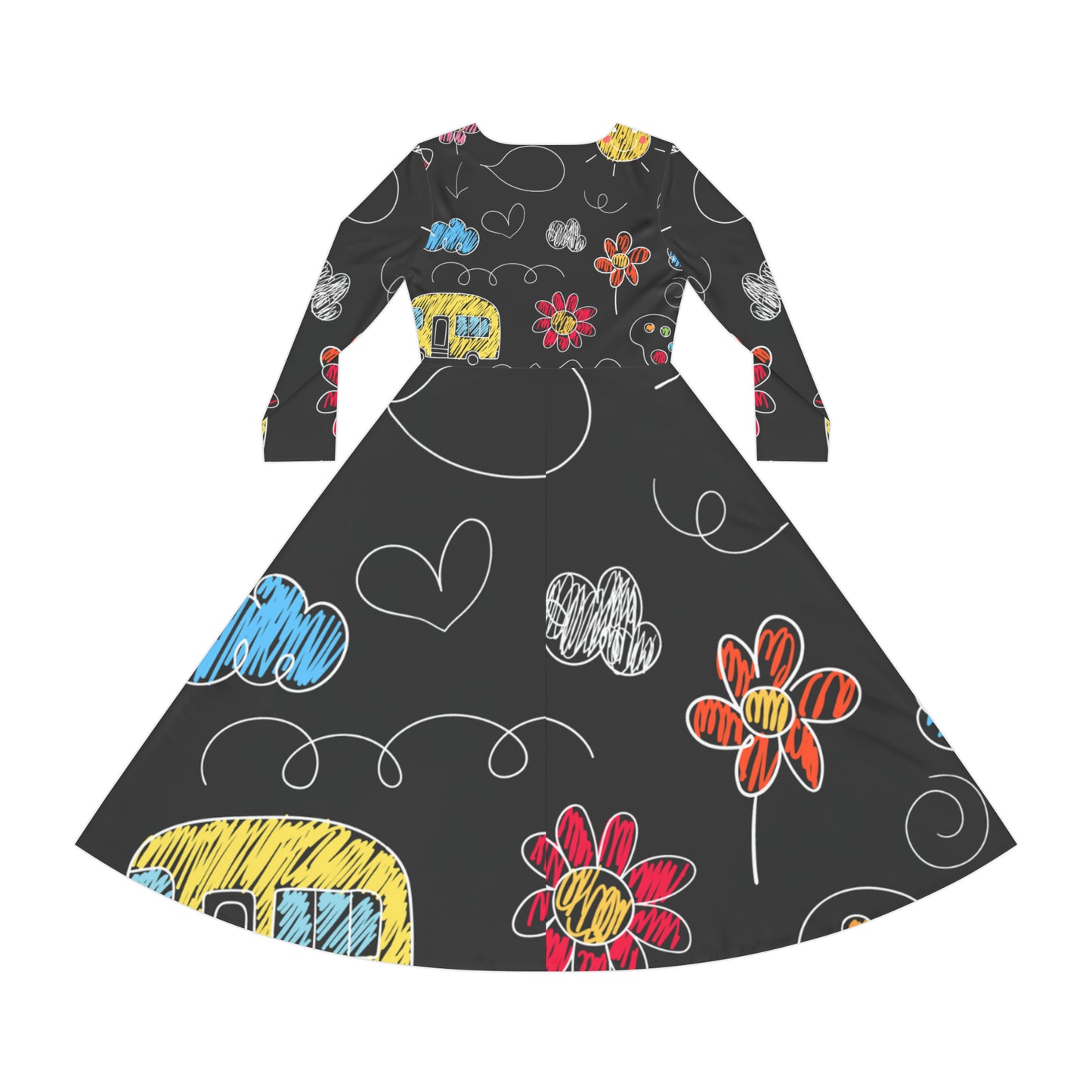 Kids Doodle Playground - Vestido de baile de manga larga para mujer Inovax