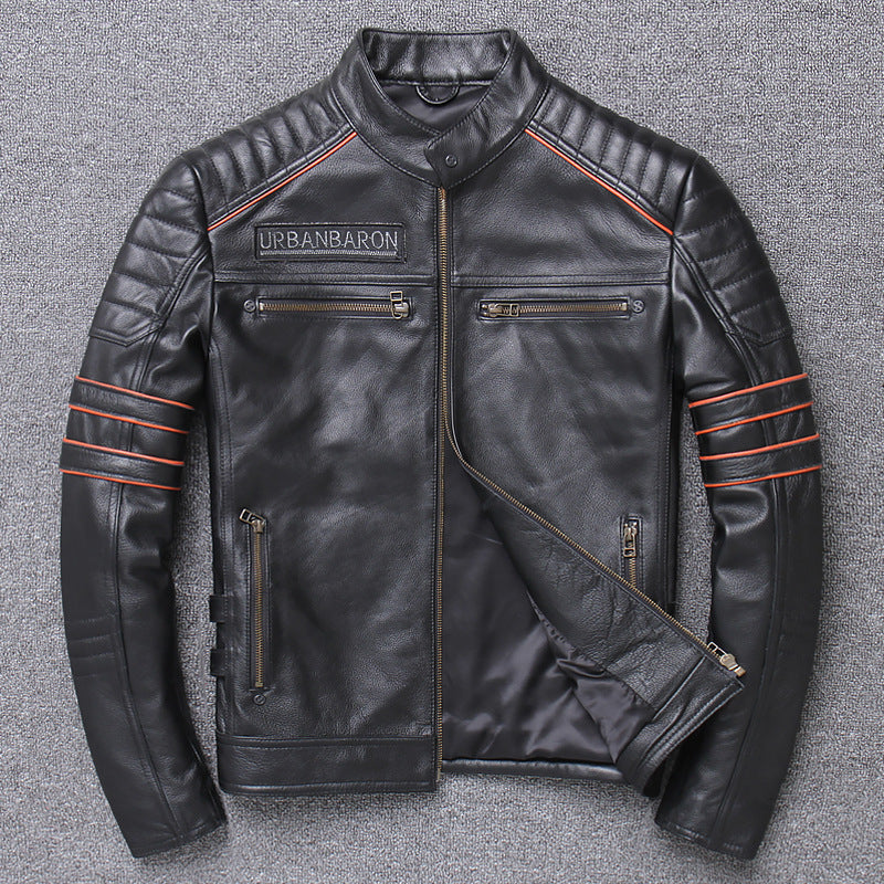 Vêtements en cuir véritable Harley Vêtements de moto pour hommes Coupe ajustée