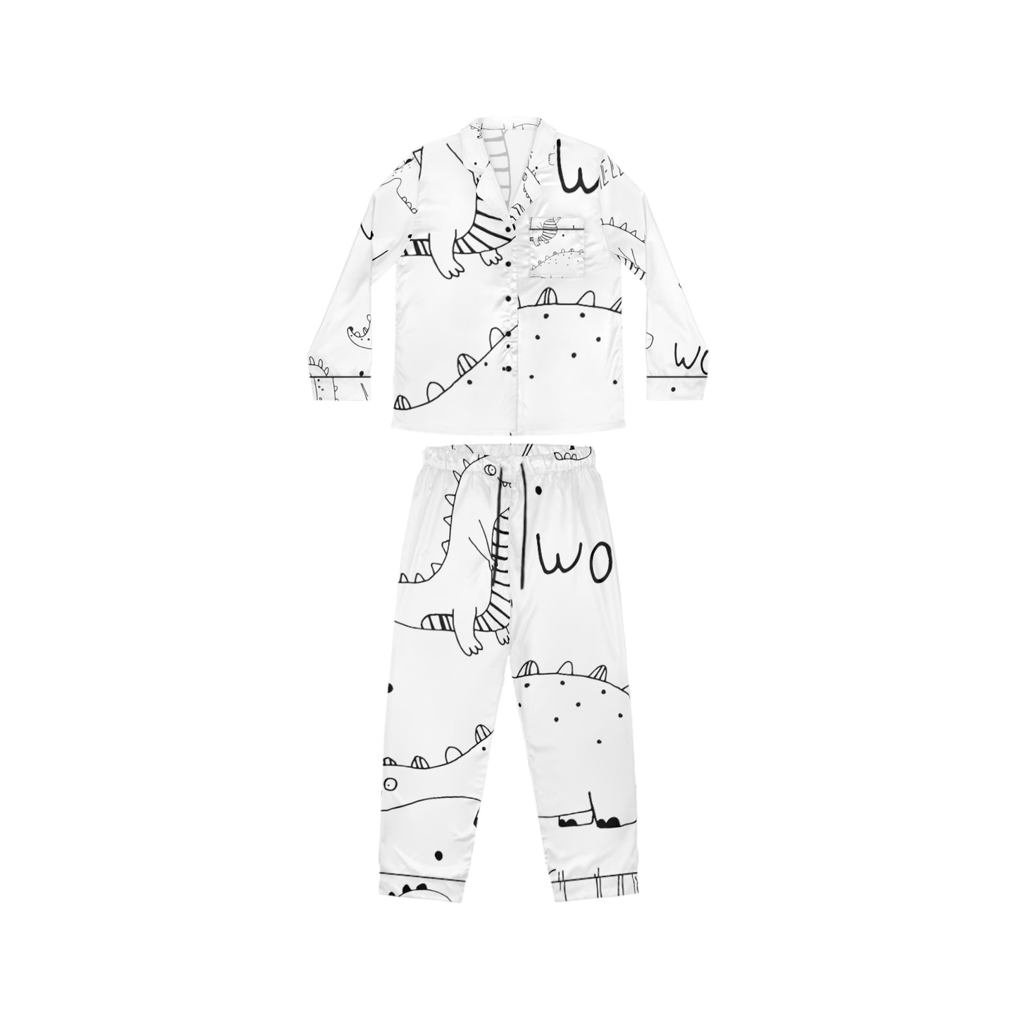 Doodle Dinosaures - Pyjama en satin Inovax pour femme