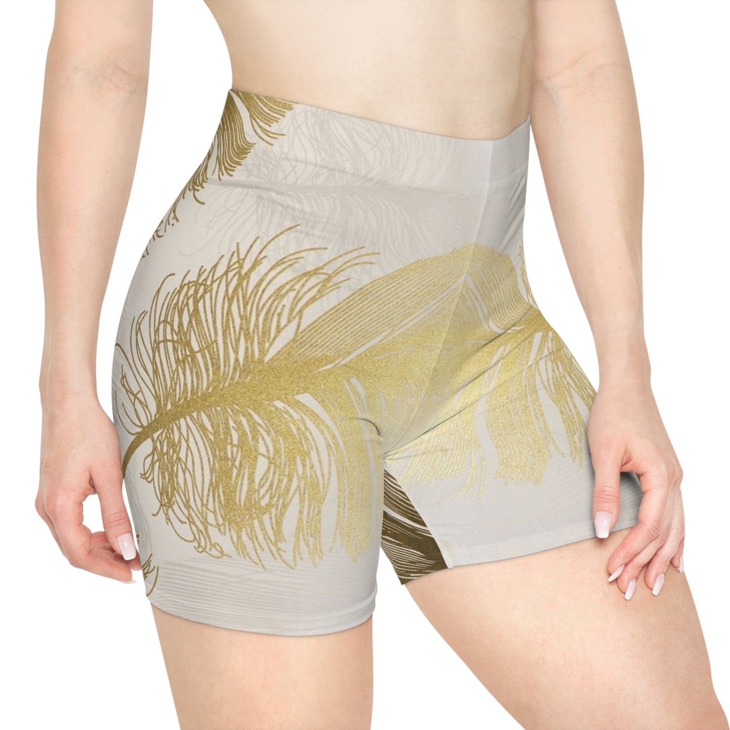 Golden Feathers - Inovax Women's Biker Shorts