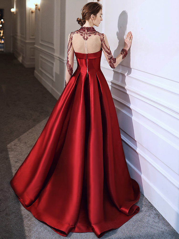 Wine Red Satin Toast Clothing With A High-end Temperament