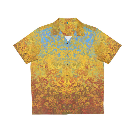 Manchas doradas y azules - Camisa hawaiana de hombre Inovax