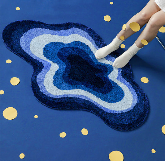 Tapis de chevet de chambre à coucher de forme spéciale bleu Cloud Art