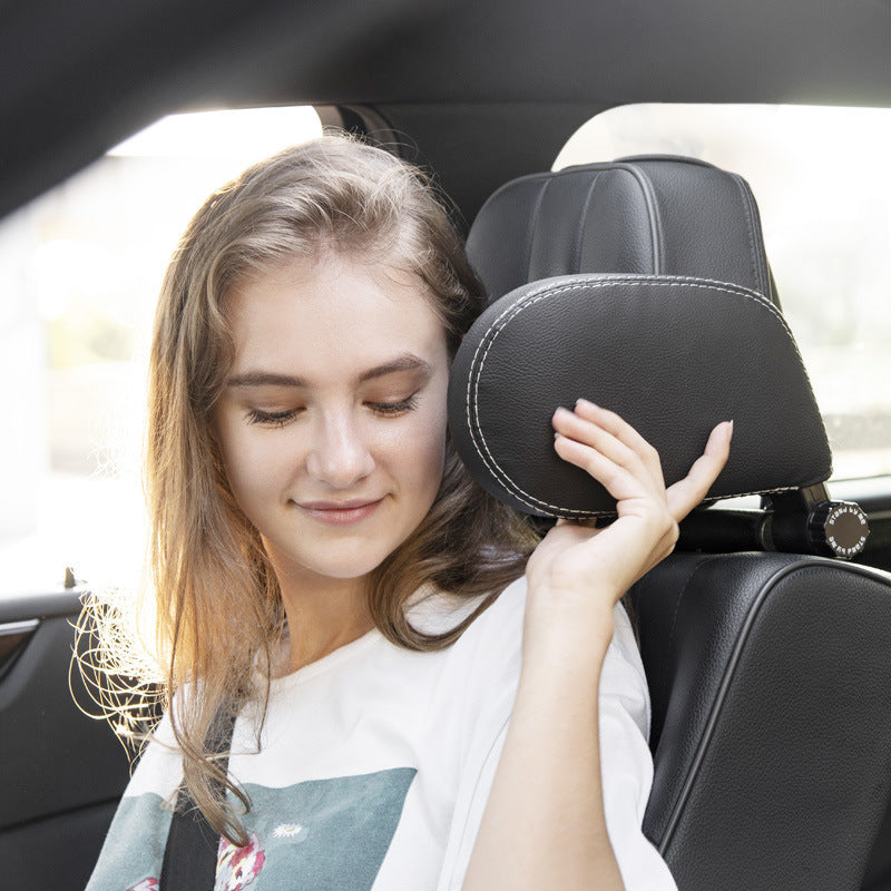 Almohada para reposacabezas de coche, cojín ajustable para dormir, asiento de viaje suave, reposacabezas de cuero para coche, almohada para el cuello, accesorios para coche