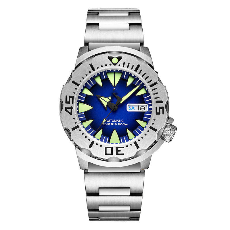 Reloj mecánico impermeable luminoso de acero inoxidable a la moda para hombre