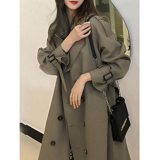 Trench-coat tendance pour femme, manteau croisé, trench-coat coréen pour femme, trench-coat oversize élégant, vêtements de printemps, vêtements pour femmes