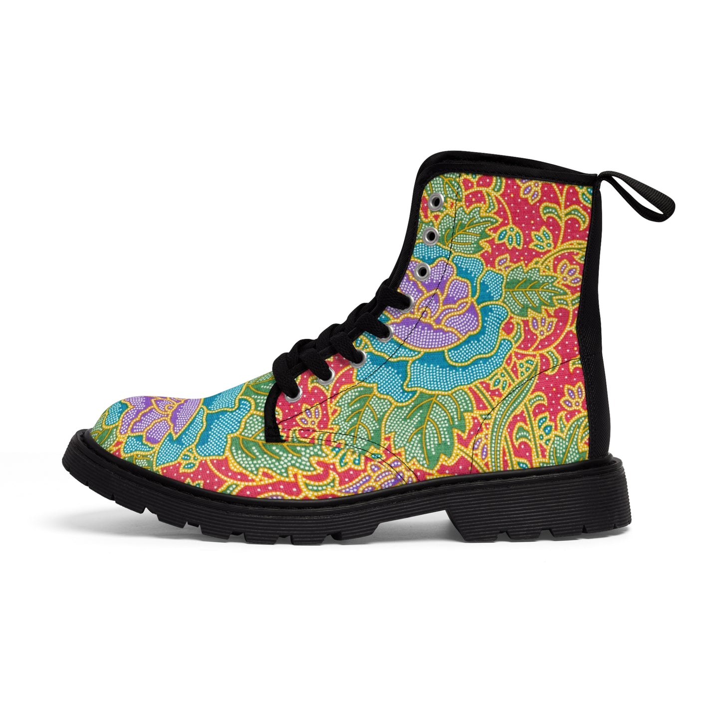 Fleurs vertes et rouges - Bottes en toile pour hommes Inovax