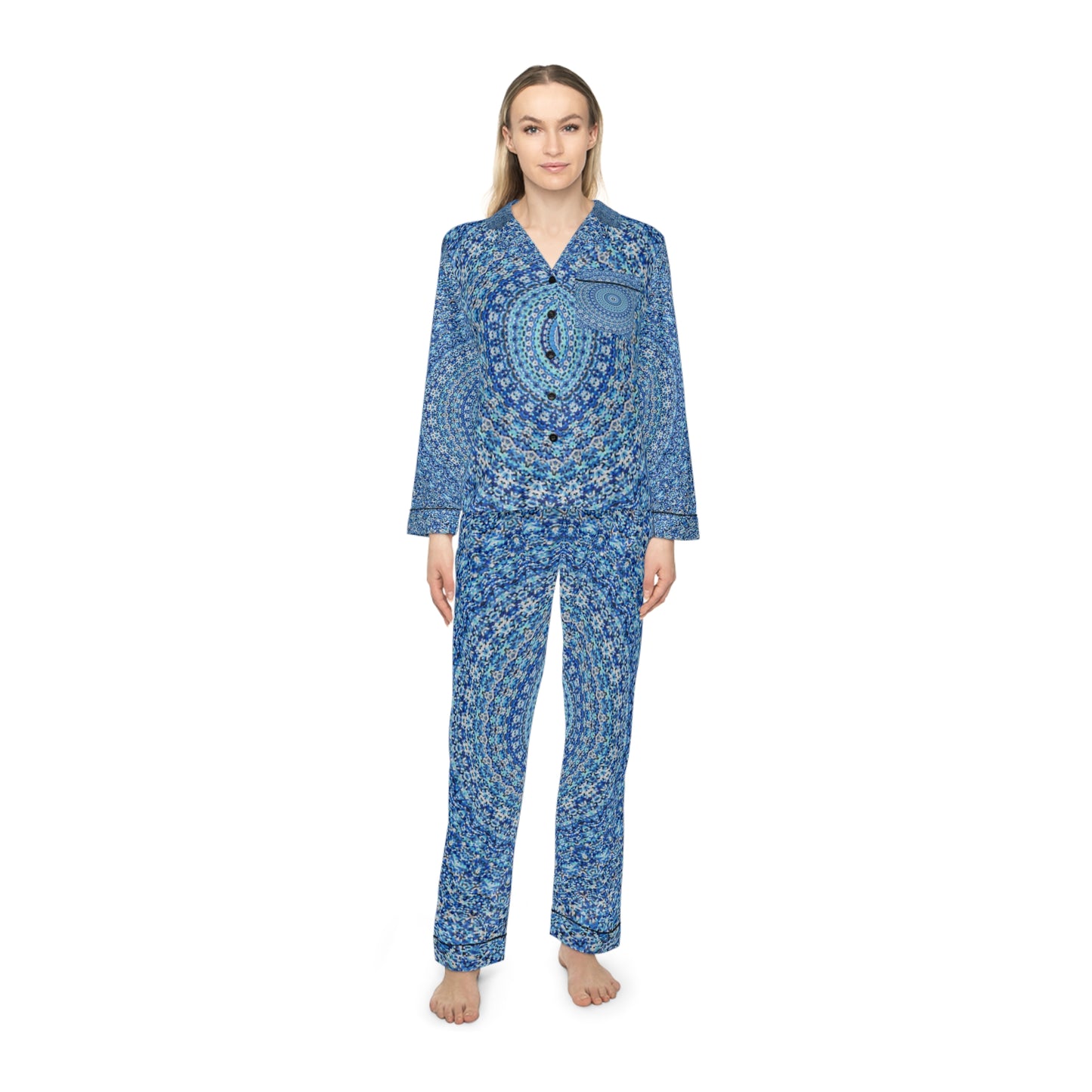 Mandala Bleu - Pyjama Satin Femme Inovax